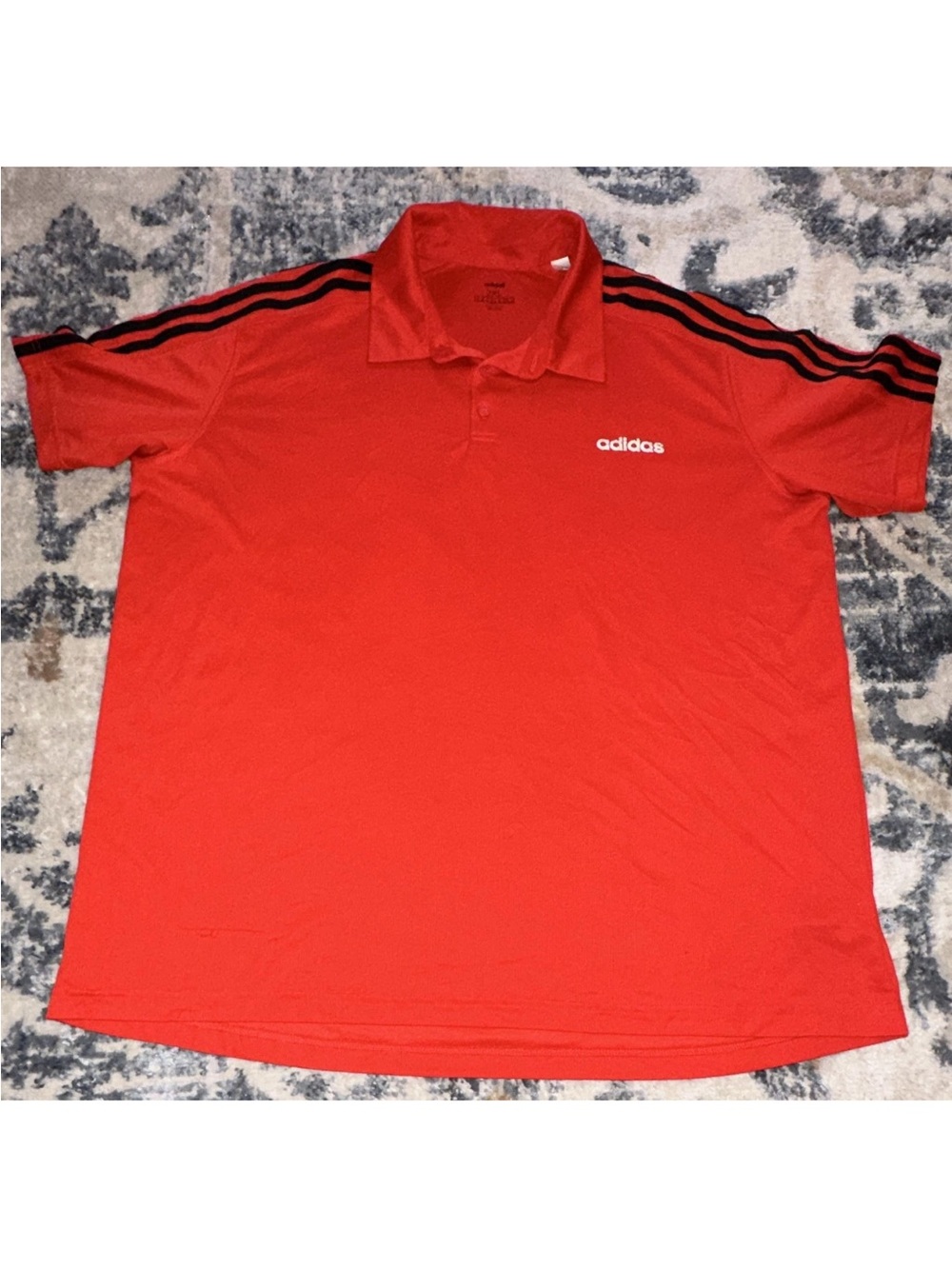 adidas Men’s Red Polo with Black Shoulder Stripes